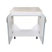 Masca pentru chiuveta cu 2 usi 80 cm Zebra, Alb/MDF Albastru cu blat Travertin, 80 x 85 x 60 cm